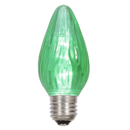 Vickerman 0.96 watt F15 Green Plastic LED Flame E26 Medium Nickel Base Bulb 25 per Bag XLEDF14-25